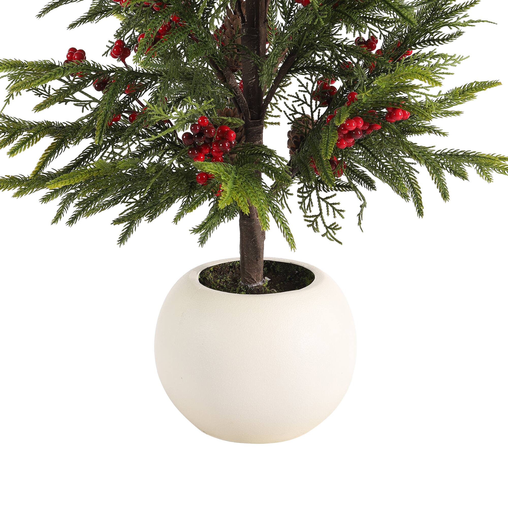 Glitzhome® 37.5"H Chirstmas Greenery Pine Porch Tree with Berries
